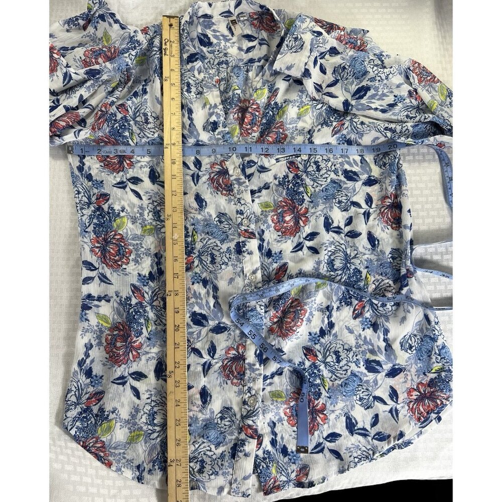 Kut Roll Tab/long Sleeve Button Up Sheer‎ Blouse Womens size Large - Picture 6 of 12